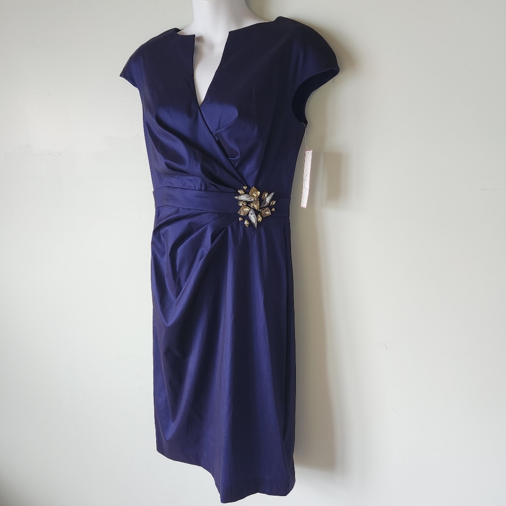 ELIZA J Jewel Embellished Blue Cocktail Dress